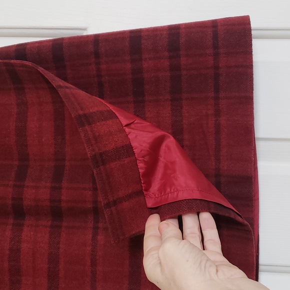 VINTAGE Plaid Wool Wrap Skirt Burgundy Black - Picture 7 of 8